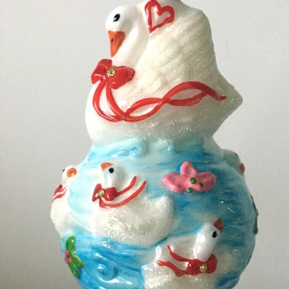 ✨NEW! Authentic Christopher Radko EARTH GLOBE SWAN LAKE Handmade Glass Ornament✨ - Picture 3 of 10